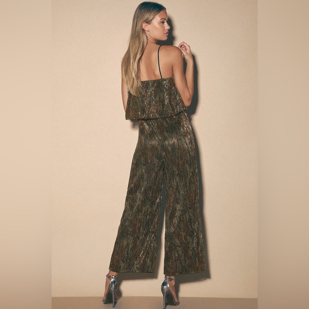 Lulus | Call to Attention Multi Metallic Camo Print Culotte Jumpsuit, size M - Picture 2 of 9